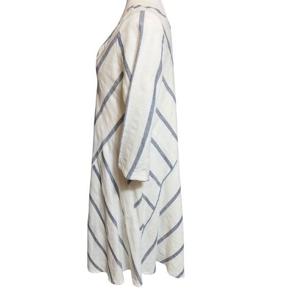 Soft Surroundings Striped Oversized Linen Blend Lagonlook Beach Vacation Dress - Picture 9 of 16